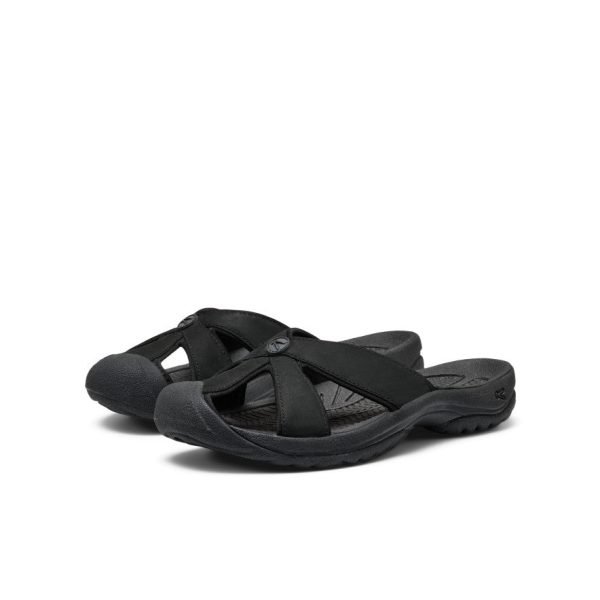Women's Bali Leather Slide Sandal | Black/Black