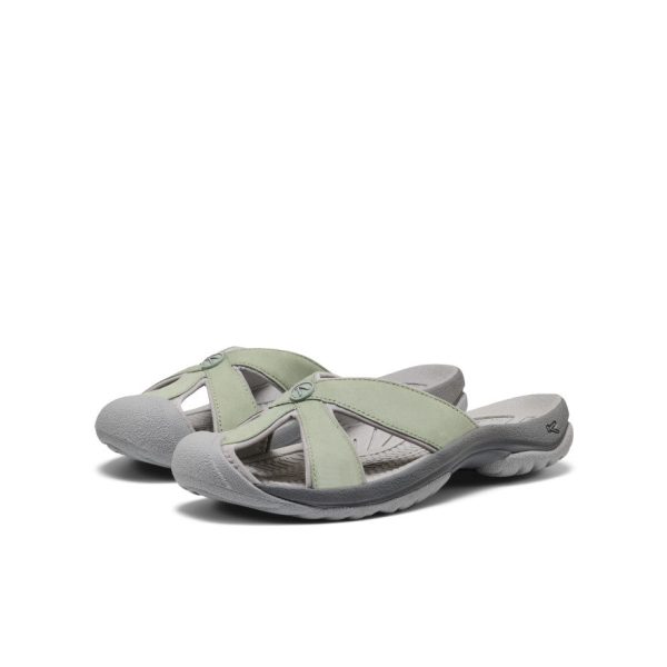 Women's Bali Leather Slide Sandal  |  Lily Pad/Steel Grey